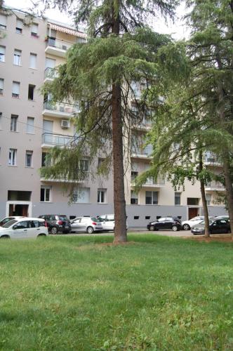 a tree in a field in front of a building at Orchidea di Tatiana in Bologna