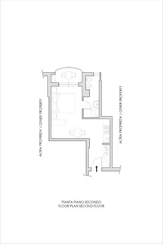 a floor plan of a modern house at Suite Angeli, a due passi da Assisi in Santa Maria degli Angeli