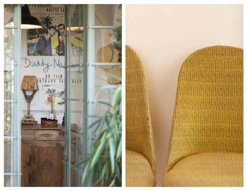 two pictures of a chair in a room at Vivaia Trendy Rural in Poggibonsi