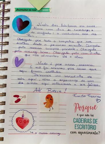 a page of a notebook with handwriting on it at Casa dos pais in Crato