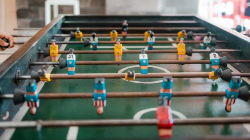 a group of cue balls on a pool table at Hotel Villa Varadero in Nuevo Vallarta 