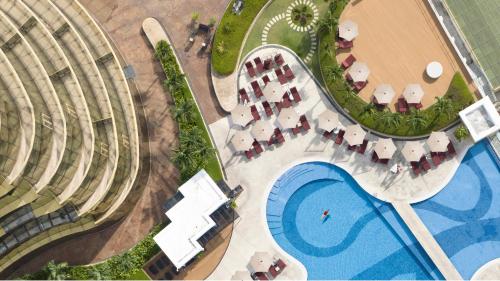 an overhead view of a resort with a swimming pool at Okada Manila in Manila
