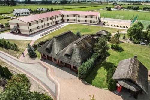 an overhead view of a large building with a roof at Hotel Heaven in Chabsko