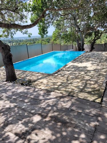 a swimming pool in a yard with trees at Ezee Camp, Contractor Accommodation in Palma