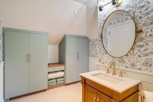 a bathroom with a sink and a mirror at Victorian Carpinteria Apartment Less Than 1 Mi to Beach! in Carpinteria