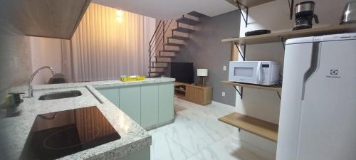 Dapur atau dapur kecil di Loft moderno em pomerode