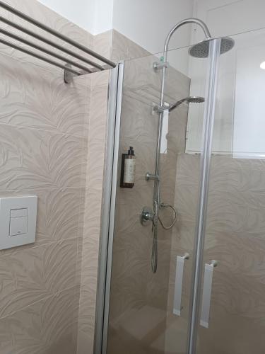 a shower with a glass door in a bathroom at Green House in Terlizzi