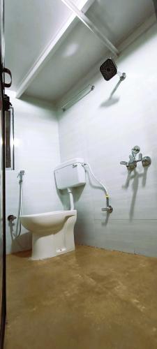 a bathroom with a toilet and a sink at The Aroma Backpackers in Mumbai