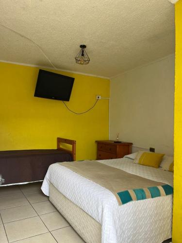 Postel nebo postele na pokoji v ubytování Hostal Avenue