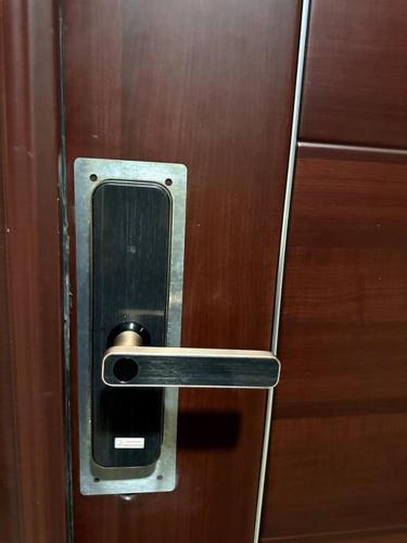 a door with a metal handle on a wooden door at Hermoso Apartamento Entero in Itagüí