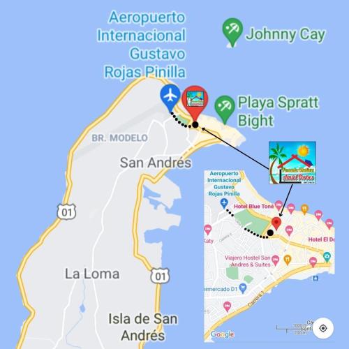 a map of puerto vallarta with the attractions at Posada Amiel Forbes Apartament 204 in San Andrés
