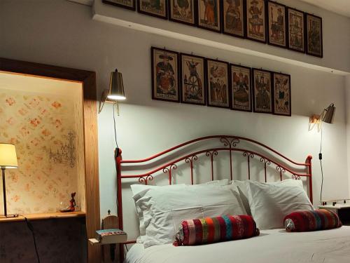 a bedroom with a bed with two pillows on it at Le Piracante in Caiazzo