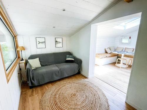 un salon avec un canapé et un tapis dans l'établissement Appartement La Nord - Villas Lake and Sea, à Soorts-Hossegor