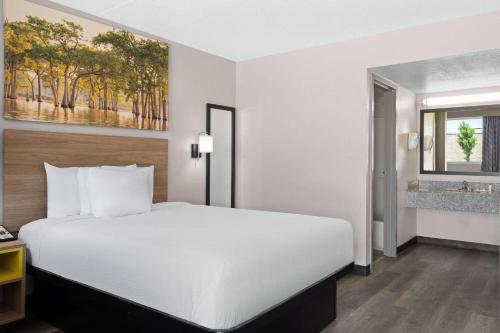 a hotel room with a white bed and a window at Days Inn by Wyndham Conway in Conway