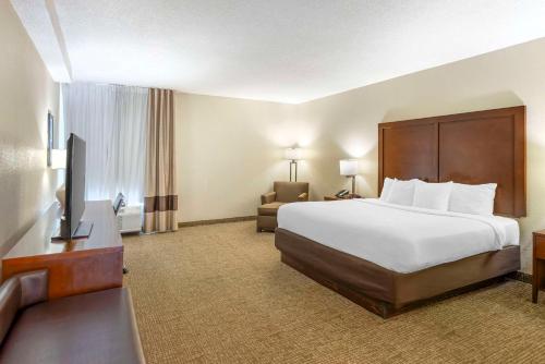 a hotel room with a bed and a television at Comfort Inn Meridian - Bonita Lakes in Meridian