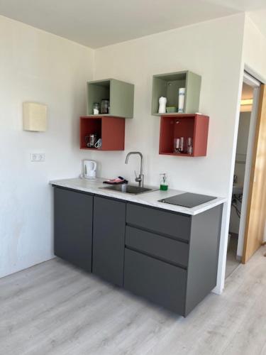 Kuchyň nebo kuchyňský kout v ubytování Brekka í Lóni View apartment