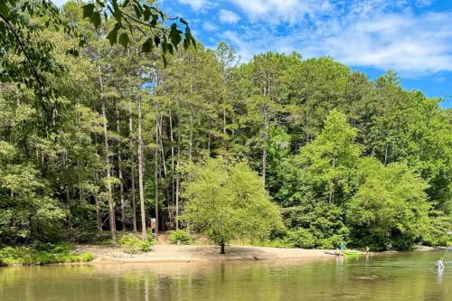 a tree sitting on the shore of a lake at The Haggai House in Demorest
