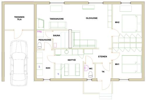 Majoituspaikan Lepikko - Helppoa majoitusta, Easy accommodation pohjapiirros