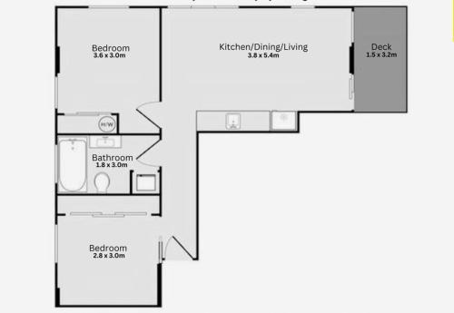 a floor plan of a house at Pool-bikes-escooter! 2bed central in Auckland