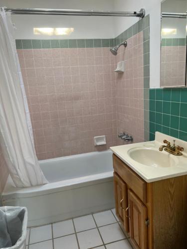 a bathroom with a sink and a tub and a shower at Private rooms 2-1 in Sunnyvale
