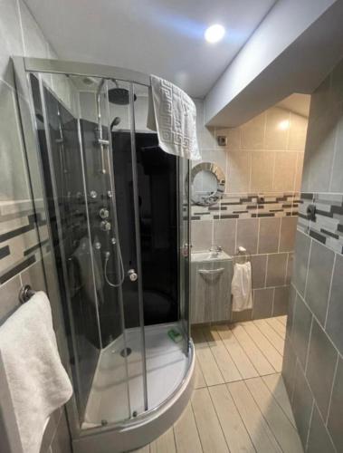 une salle de bain avec douche et lavabo dans l'établissement Apparemment - Love Room, à Hagondange