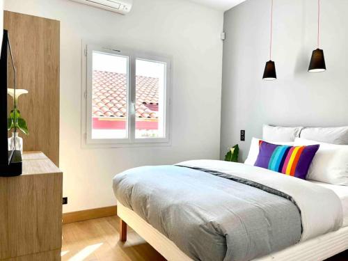 Katil atau katil-katil dalam bilik di Haurren Zoriona - Maison Basque Moderne Climatisée avec Jacuzzi