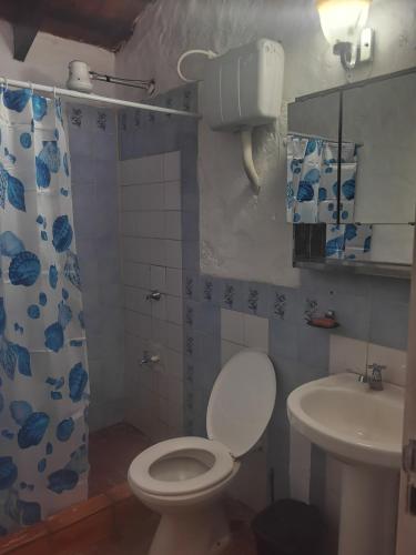 a bathroom with a toilet and a sink at Hostel Ysapy en Piribebuy - Paraguay in Piribebuy