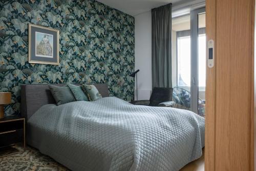 Ένα ή περισσότερα κρεβάτια σε δωμάτιο στο Luxury flat in Sky Park, castle view, free parking
