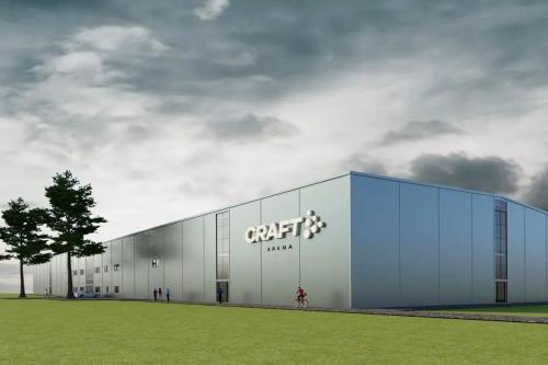 a large metal building with a citric sign on it at Kosta Bed in Kosta
