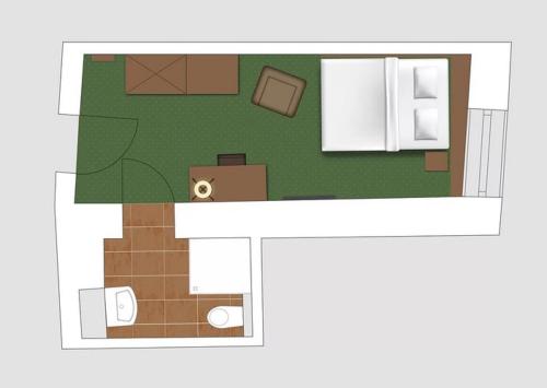 a floor plan of a room with a kitchen at Hotel-Gasthof Höttl in Deggendorf