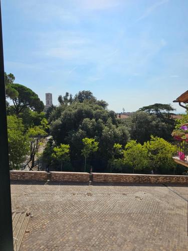 a view of a park with trees in the background at Hotel Rosalba Perugia in Perugia