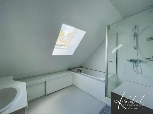 a bathroom with a shower and a sink at Maison 3chambres aux portes de la Champagne in Essômes-sur-Marne