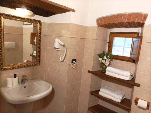 a bathroom with a sink and a mirror at Tuscan rooms in Greve in Chianti