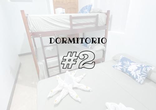 a bedroom with a bunk bed with a starfish on it at Apartamento en San Cristóbal con 2 habitaciones, 6 camas, sala, comedor, cocina, balcón privado, terraza con vista al mar, lavadora, internet satelital, cerca de bares y restaurantes - Sol y Mar, Galápagos Home in Puerto Baquerizo Moreno