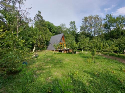 a house in the middle of a field with trees at Pumbaa House at Casa Twiga, Melicesti, Prahova, Romania in Meliceşti