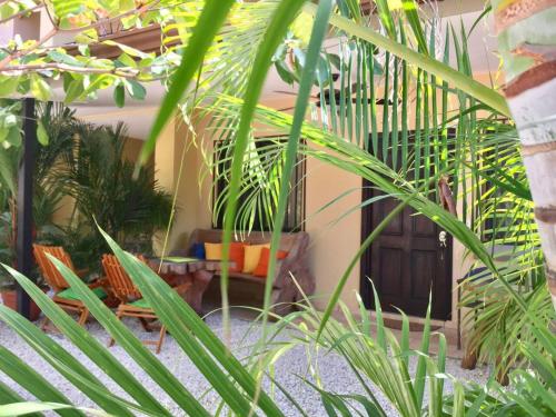 a room with lots of plants in front of a door at Green Villas Tamarindo in Tamarindo