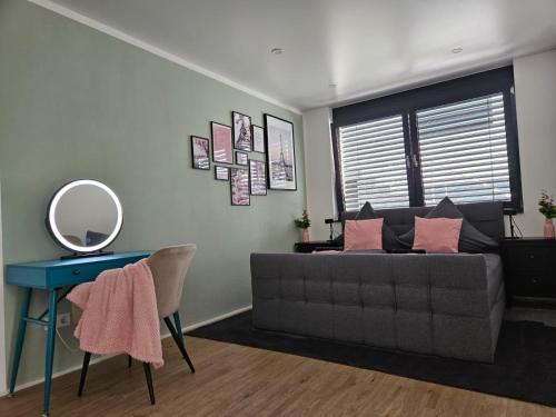 Χώρος καθιστικού στο Stilvolle Wohnung mit Blick und Selbst-Check-in