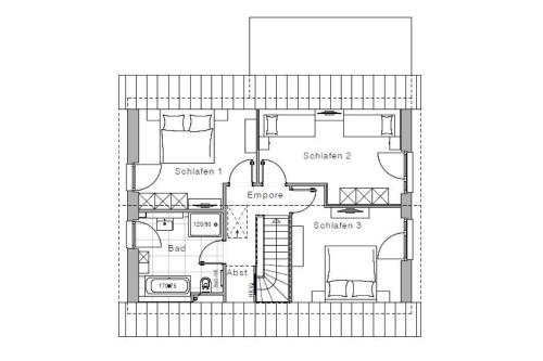 a drawing of a floor plan of a house at Das Ferienhaus in Bispingen in Bispingen