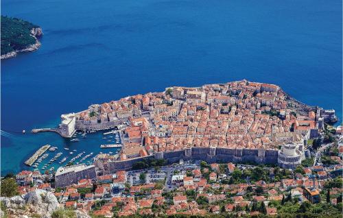 an aerial view of a town on a hill with water at Awesome Apartment In Cavtat With Wifi in Cavtat