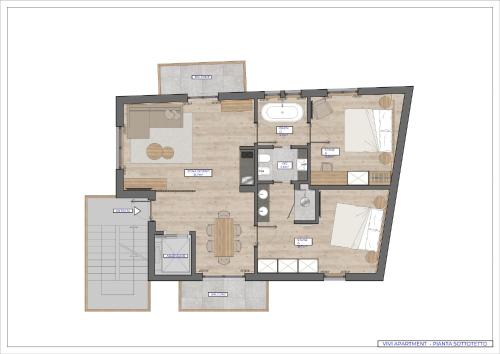 a drawing of a floor plan of a house at Vivi Suites & Spa - Boutique Guest House Molveno in Molveno