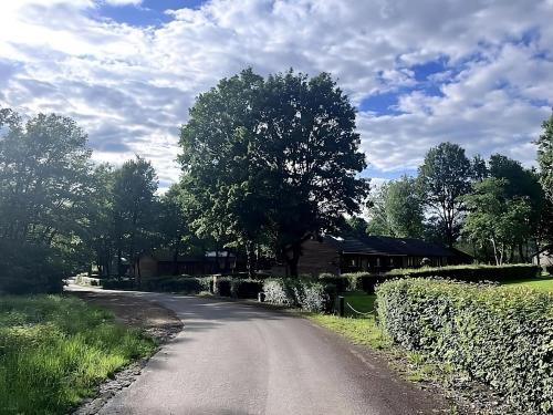 a road with a house and trees on the side at La Boverie, chalet 216 in Rendeux