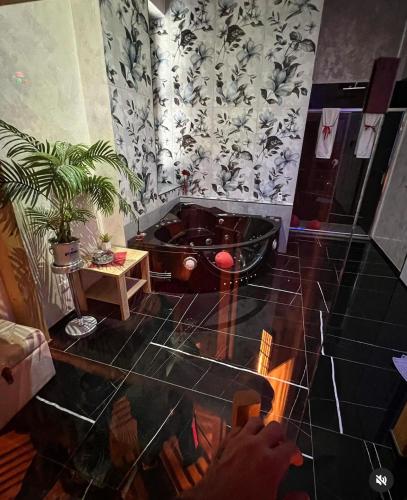 a bathroom with a tub and a plant in it at Lovers in Fiuggi in Fiuggi