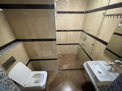 古尔冈The Empire Corporate Villa Hotel Sector 29 near Fortis and Max Hospitals,Huda City Metros Station的带马桶和水槽的浴室