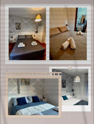 a collage of four pictures of a bedroom at Aniene Home Roma in Rome
