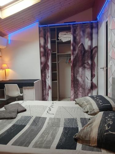 Postel nebo postele na pokoji v ubytování Maison avec piscine, Ker Animheart