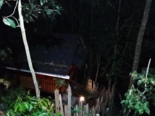 a hammock in the woods at night at Jonny's Places in Tetebatu