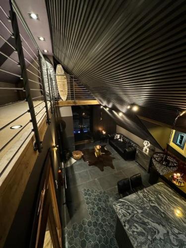 an overhead view of a living room with at NYC Loft, Luxury Apartment in Berwick-Upon-Tweed