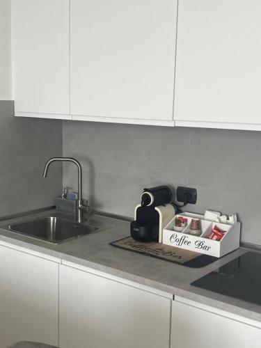 a kitchen counter with a sink and a coffee maker at Monolocale Ovidio in Milan