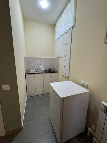 a small kitchen with a sink and a counter at Basalt Appartements Gyumri in Gyumri