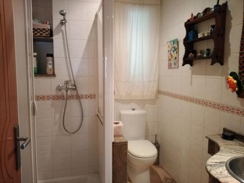 a bathroom with a shower and a toilet and a sink at Paradise in Vigo in Vigo